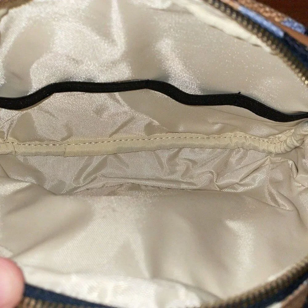 NWT Spartina 449 Linen & Leather Cosmetic Bag